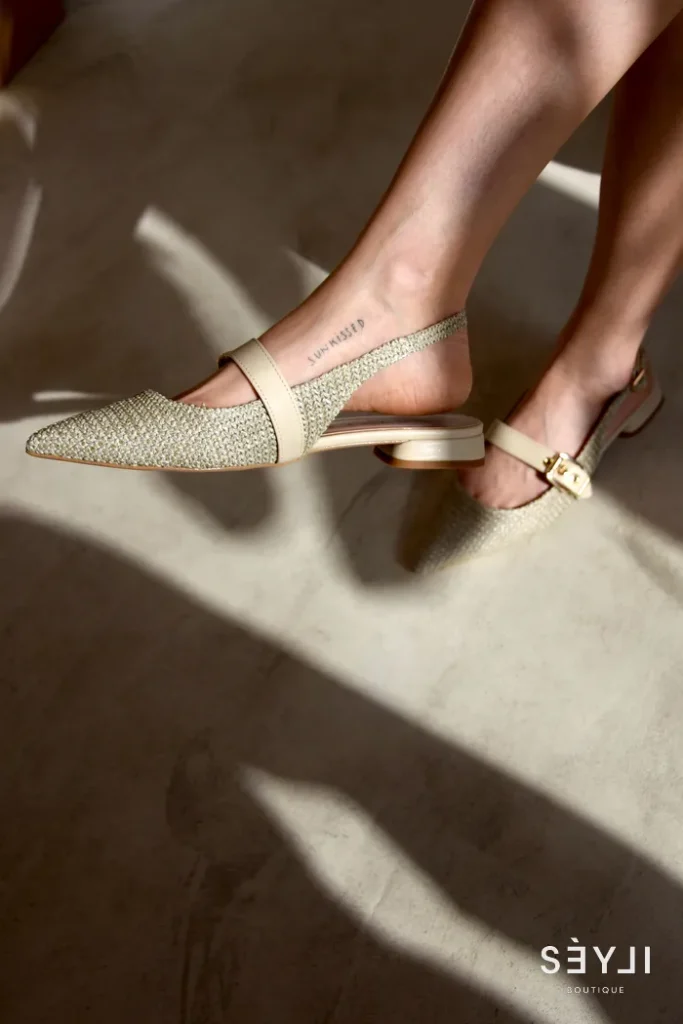 Raffia lapos cipő